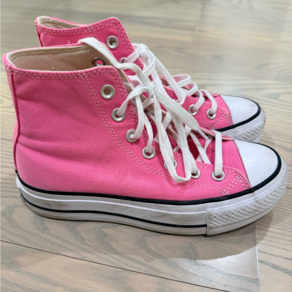 Kids Pink Converse High-Top Platform Sneakers